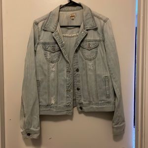 Distressed denim jacket